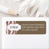 Zacht roze en bruin monogram Lijst Etiket (Insitu)