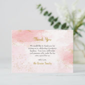 Zacht Roze en Faux Goud Glitter Orthodoxe Doop Bedankkaart (Staand voorkant)