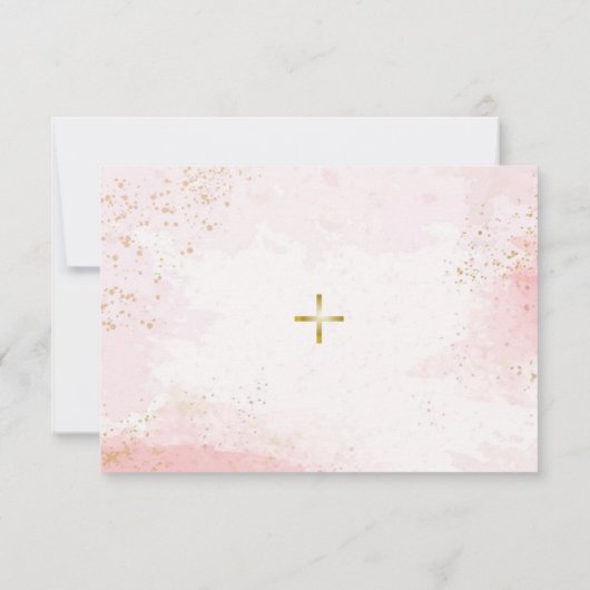 Zacht Roze en Faux Goud Glitter Orthodoxe Doop Bedankkaart (Achterkant)