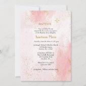 Zacht Roze en Faux Goud Glitter Orthodoxe Doop Kaart (Voorkant)