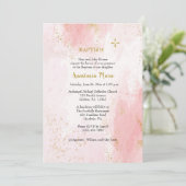 Zacht Roze en Faux Goud Glitter Orthodoxe Doop Kaart (Staand voorkant)
