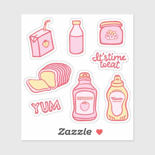 Zacht Roze en Gele pantry Stickers Set (Vel)