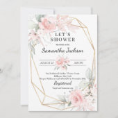 Zacht roze en goudgeometrisch vrijgezellenfeest kaart (Voorkant)