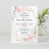 Zacht roze en goudgeometrisch vrijgezellenfeest kaart (Staand voorkant)