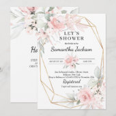 Zacht roze en goudgeometrisch vrijgezellenfeest kaart (Voorkant / Achterkant)