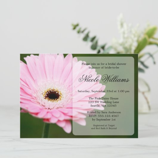 Zacht roze en groen Gerbera Daisy Vrijgezellenfees Kaart (Staand voorkant)