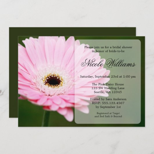 Zacht roze en groen Gerbera Daisy Vrijgezellenfees Kaart (Voorkant / Achterkant)