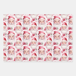 Zacht roze en groene kerst inpakpapier vel