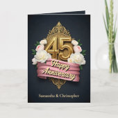 Zacht roze en ivoren pioenen 45e bruiloft Jubileum Kaart (Voorkant)