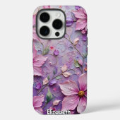 Zacht roze en Paarse bloemfantasie Case-Mate iPhone Case (Achterkant)