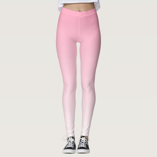 Zacht Roze en Wit Verloop Leggings (Voorkant)