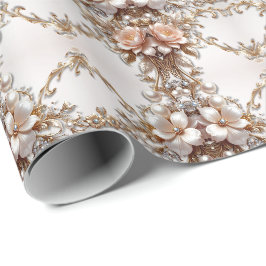 Zacht Roze en Witte Bloemen Inpakpapier
