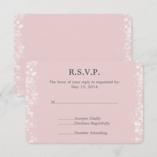 Zacht Roze en Witte Bokeh Bruiloft RSVP Kaartje (Voorkant / Achterkant)
