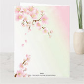 Zacht roze en witte kerry bloesem denken aan jou bedankkaart (Achterkant)