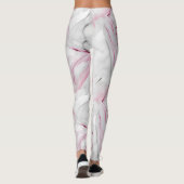 Zacht roze en witte marmer leggings (Achterkant)