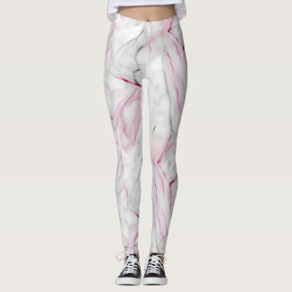 Zacht roze en witte marmer leggings