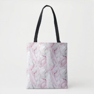 Zacht roze en witte marmer tote bag
