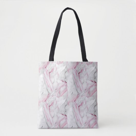 Zacht roze en witte marmer tote bag (Voorkant)