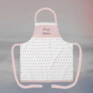 Zacht Roze en Witte Polka Dotted Schort