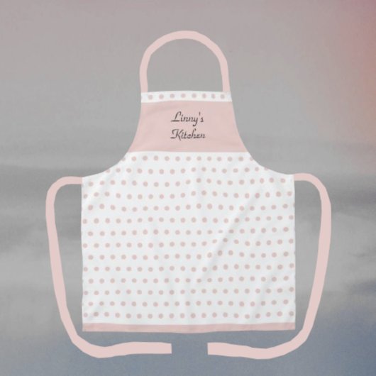 Zacht Roze en Witte Polka Dotted Schort