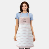 Zacht Roze en Witte Polka Dotted Schort (Gedragen)