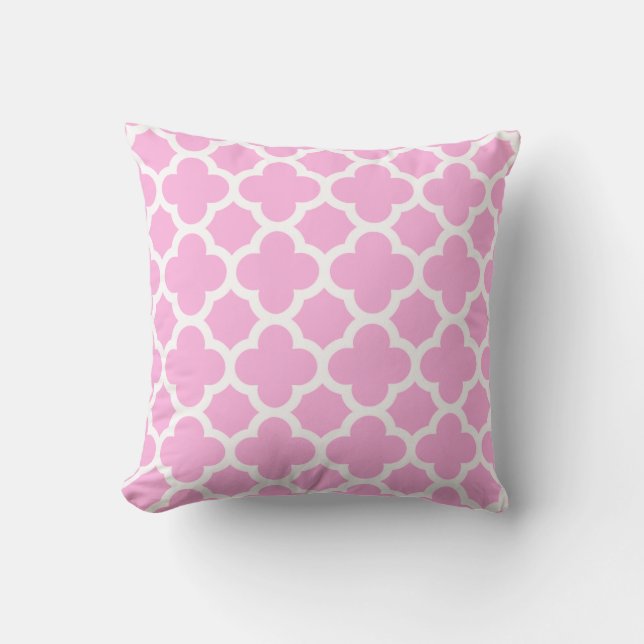 Zacht roze en witte quatrefolie decorator Pillow Kussen (Voorkant)