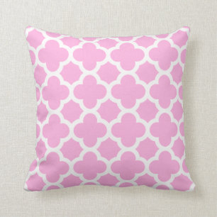 Zacht roze en witte quatrefolie decorator Pillow Kussen