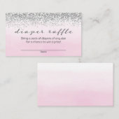 Zacht roze en zilveren Baby showers luierkrabbel Informatiekaartje (Voorkant / Achterkant)