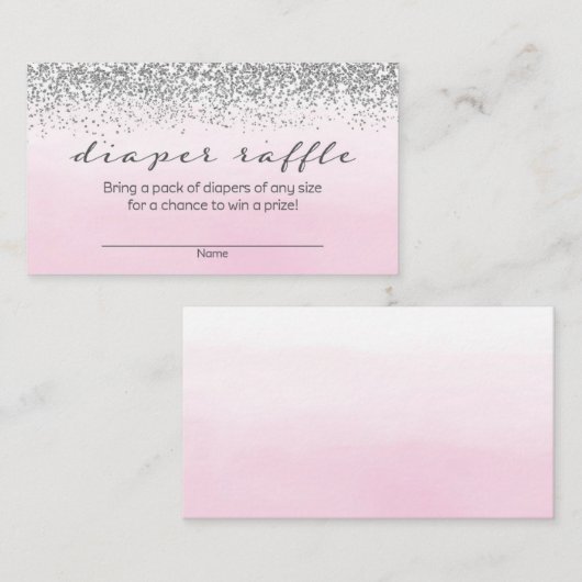 Zacht roze en zilveren Baby showers luierkrabbel Informatiekaartje (Voorkant / Achterkant)