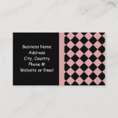Zacht roze en zwart diamantpatroon visitekaartje (Achterkant)
