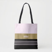 Zacht roze en zwart tote bag (Voorkant)