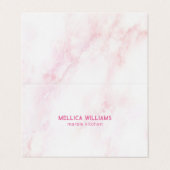 Zacht roze faux marmer visitekaartje (Buitenkant ongevouwen)