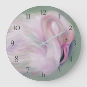 Zacht roze flamingo Pastel Grote Klok