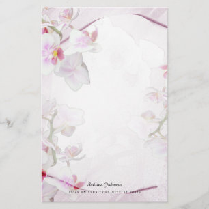 Zacht roze Floral Briefpapier