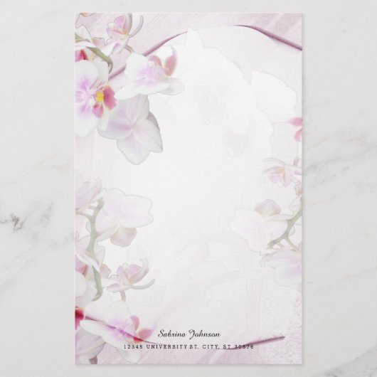 Zacht roze Floral Briefpapier (Voorkant)