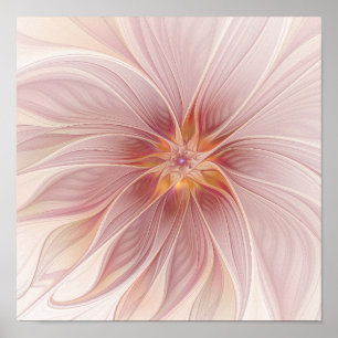 Zacht roze Floral Dream Abstract Moderne Bloem Poster