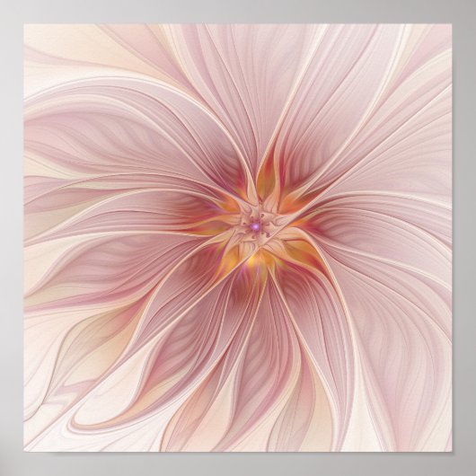Zacht roze Floral Dream Abstract Moderne Bloem Poster (Voorkant)