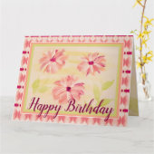 Zacht roze Floral Kaart (Gele Bloem)