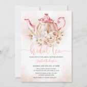 Zacht Roze Floral Pampas Grass Tea Vrijgezellenfee Kaart (Voorkant)