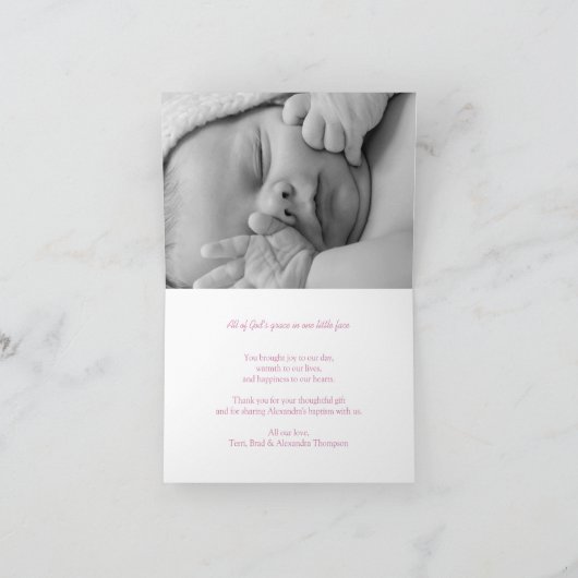 Zacht roze foto Dank u / Uitnodiging Kaart (Binnen)