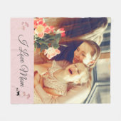 Zacht roze foto Moederdag Vleekzak Fleece Deken (Voorkant (Horizontaal))