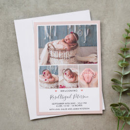 Zacht roze foto Welkomstkind baby - geboorte Aankondiging