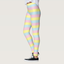 Zacht roze, gele en blauwe strepen leggings
