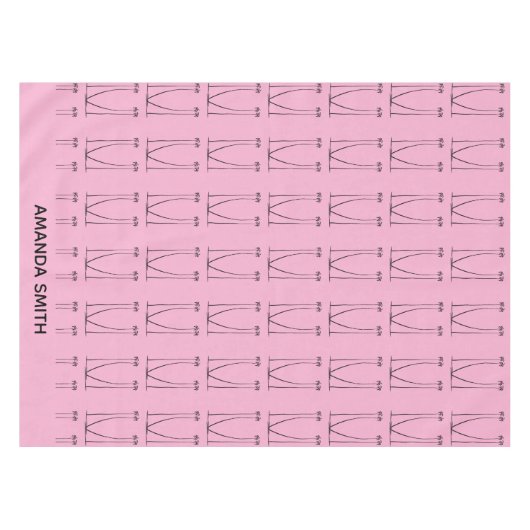 Zacht roze, gepersonaliseerd, silhouet kokospalmen tafelkleed (Voorkant (Horizontaal))