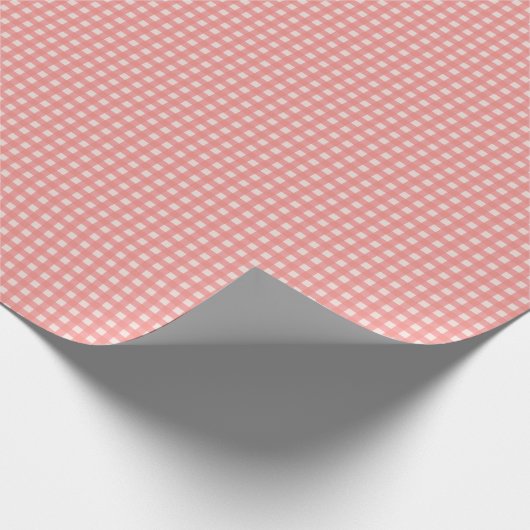 Zacht roze gingham check cadeaupapier (Hoek)