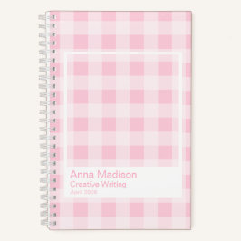 Zacht Roze Gingham Transparante Frame Notitieboek