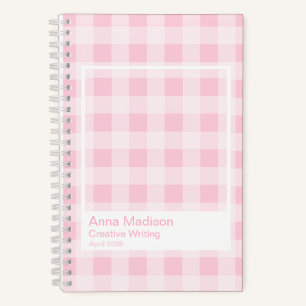 Zacht Roze Gingham Transparante Frame Notitieboek