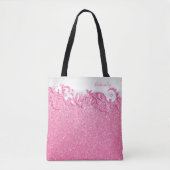 Zacht roze glitter en wit tote bag (Voorkant)