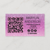 Zacht Roze Glitter Ombre Lash Tech met QR-code Visitekaartje (Achterkant)