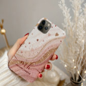 Zacht roze gouden glitter harten Case-Mate iPhone case